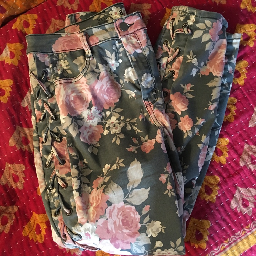 Floral Print Skinny Jeans